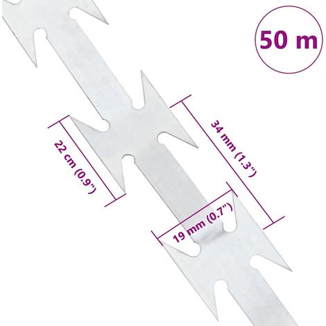 Fil Rasoir Barbelé Protection Extérieure Clôture en Acier Galvanisé Argenté 50 m (1/2)