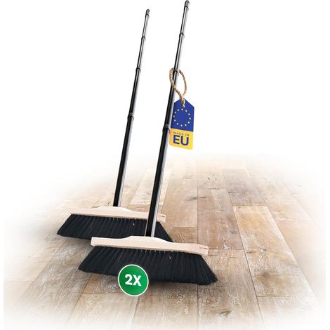Novaliv 2x balais de chambre avec manche robuste VRAI CRIN DE CHEVAL balai à poils doux balai de placard 4 pcs. balai en crin de cheval mixte à
