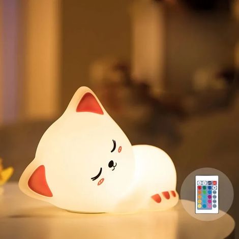 Veilleuse enfant dcoration chambre veilleuse chat 16 couleurs dcoration chambre bb lampe de chevet enfant YYV (1/4)
