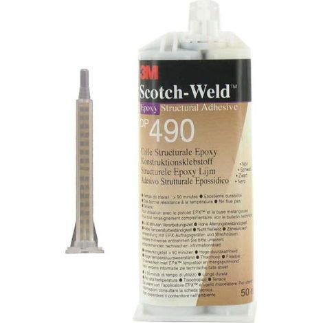 Confezione Colla epossidica bicomponente 3M DP 490 50ml - ugello di miscelazione 3M EPX quadro