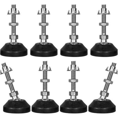 Lot de 8 pieds réglables M8 x 30 mm - Vis de fixation - Pieds de meuble - Portables - Inclinaison maximale 20° (8 pièces M8 x 30 mm x Ø 40 mm) (1/5)
