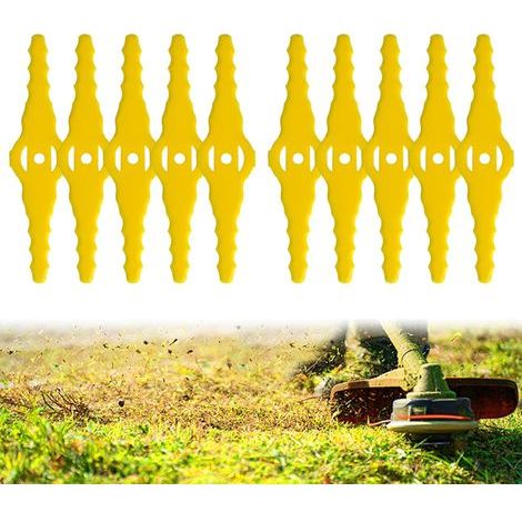 10 Pièces Nouvelles Lames de Rechange en Plastique, Lame Plastique Coupe Bordure, Lames de Tondeuse Jardin Tondeuse Accessoires, 140mm Lame Débroussailleuses à Gazon, pour Jardin Pelouse (1/5)