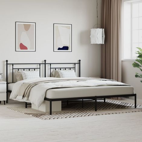 Lit adulte avec tête de lit pour Couchage,Cadre de lit métal noir 193x203 cm -BV48632 (1/5)
