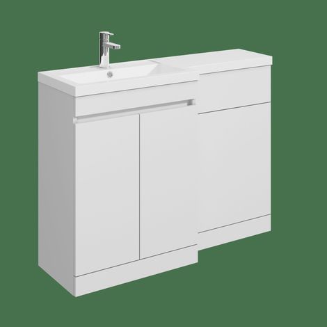 Balterley Tean 1100mm Floor Standing Compact Unit with Left Hand Polymarble Basin - White