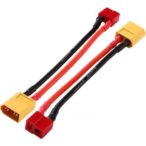 2 Stück XT-60-Stecker auf T-Stecker-Buchse-Adapter, Stecker-Adapter XT60-Stecker auf T-Stecker-Buchse, mit 10 cm 14 AWG Silikonkabel, für RC-Batterieladegerät ESC (1/5)