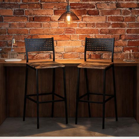 Tabouret de bar brun Rustique en métal MDF 50,5 x 43,2 x 97,8 cm (1/5)