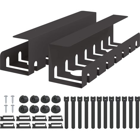 Under Desk Cable Management Tray 2 pcs Black 43 x 10 x 10 cm vidaXL (1/5)
