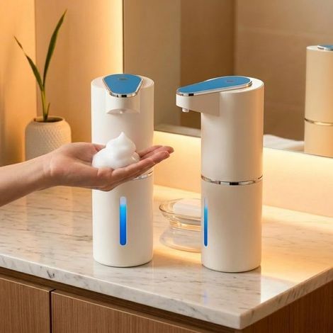 Set di 2 dispenser automatici di sapone, dispenser elettrici contactless di gel igienizzante per le mani con 3 livelli regolabili, ricaricabili, 350 m (1/5)