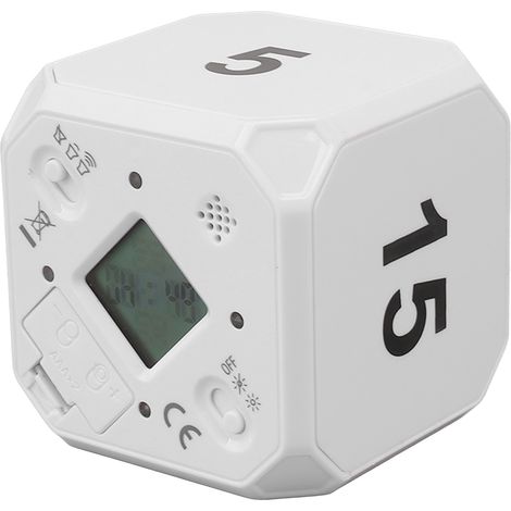 Minuteur de cuisine portable, modes réglables 5, 15, 25 et 45 minutes, minuterie réversible pour le sport, le travail et la cuisine (blanc). (1/5)