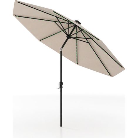 3M Ombrellone da patio solare con 96 luci LED e 9 modalità, Parasole da mercato pesante per giardino e spiaggia Beige