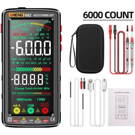Multimètre Numérique Intelligent Rechargeable Voltmètre Ampèremètre Automatique Multimètre Professionnel Mesure Tension Courant Capacité Résistance Diode Fréquence (1/4)