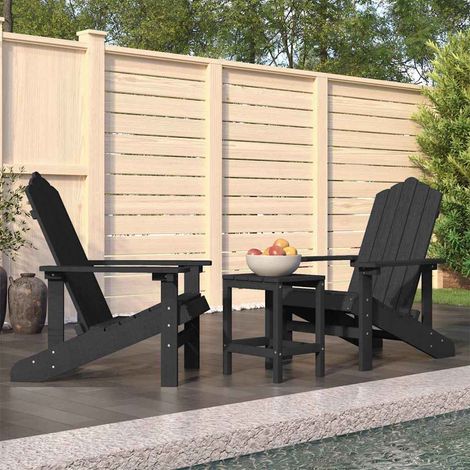 vidaXL Sillas de jardín Adirondack con mesa HDPE gris antracita (1/4)