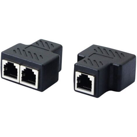Répartiteur de prise téléphonique RJ11 femelle vers 2 femelles 6P6C coupleur en ligne adaptateur d'extension de téléphone pour télécopieur fixe (1 à 2) 2pcs (1/4)