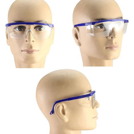 Lunettes de Sécurité,3 PCS Lunettes de Protection Anti-buée Cadres Bleus Lunettes UV Protection pour Enfants Adultes avec Lentilles PC et Plus Epaisses pour Activités de Plein Air (1/5)