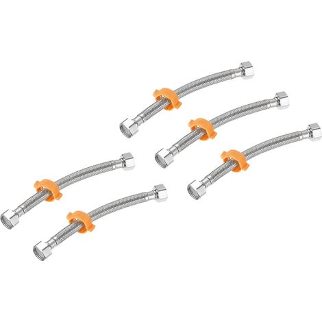 Raccord de tuyau d'alimentation en eau Sourcing Map 5 pièces, G1/2 femelle x 20 cm long, acier