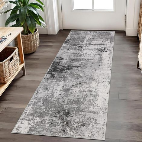 Abstrait Tapis Couloir 80x200cm Gris Tapis de Passage Antiderapant et Lavable Paillassons de Cuisine Entrée Tapis pour Buanderie Chambre Lit (1/5)