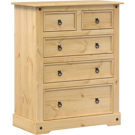 vidaXL Cassettiera Corona 92x48x114 cm in Legno Massello di Pino (1/5)