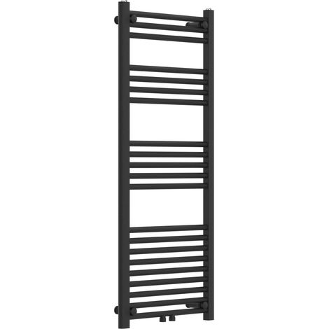 Radiateur sèche-serviettes chauffage salle de bain acier 120 x 50 cm noir (1/5)
