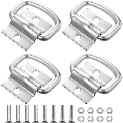 4 PcsAnneaux d'Arrimage en D, Anneaux Arrimage, Remorque d'Anneau en D Crochet de Fixation, Anneaux de Montage en D pour Voitures, remorques, camions, Motos, Bateaux Kayaks Accessoires (1/5)
