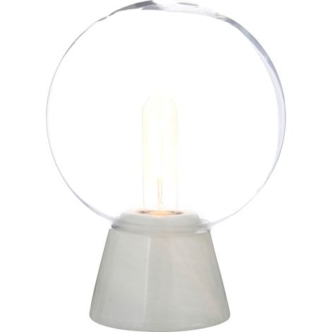 Interiors by Premier Contemporary Globe Lamp With White Marble Base, Contrasting Bedside Table Light, Versatile Modern Lamp (1/5)