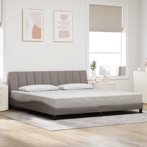 Cadre de lit sans matelas Hanko taupe 200x200 cm tissu (1/5)