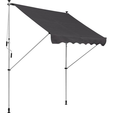 Balkonmarkise mit Kurbel, höhenverstellbar, wetterfest, 150 cm breit, ideal für Terrasse und Veranda, grau