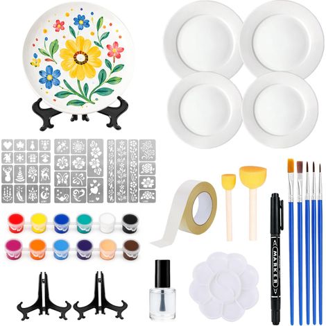 Kit Peinture Ceramique Assiette, Kit Ceramique a Peindre Assiette, Kit DIY (1/5)