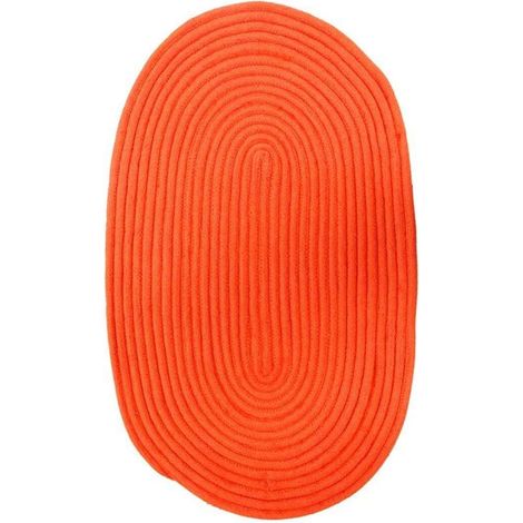 Tapis salon réversible en coton effet cordage orange 50x80 cm – Tapis ovale léger et doux – Pour tous les styles de déco – Thedecofactory