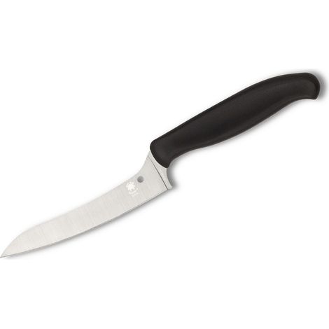 Spyderco STE-K14PBK Mehrzweck-Küchenmesser Z-Cut mit Drop Point 10,9 cm lange glatte Klinge CTS BD1N Stahl mit schwarzem Polypropylen Griff