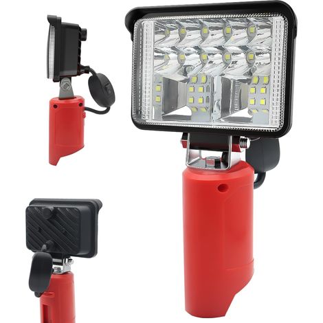 Applicable Lumières Led Sans Fil Compatible avec Milwaukee 12V Lampe de Travail M12 Alimentée Par Batterie,12W 2400 Lm Portable Lampe de Poche Projecteur avec Port Chargeur Usb Pour Camping, Shopping  (1/5)