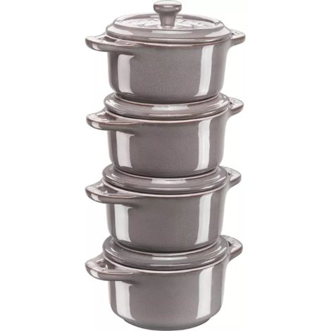 Staub 40508-160-0 Ceramique Pirofila casseruola 0,2 L in ceramica con coperchio grigio antico (1/5)