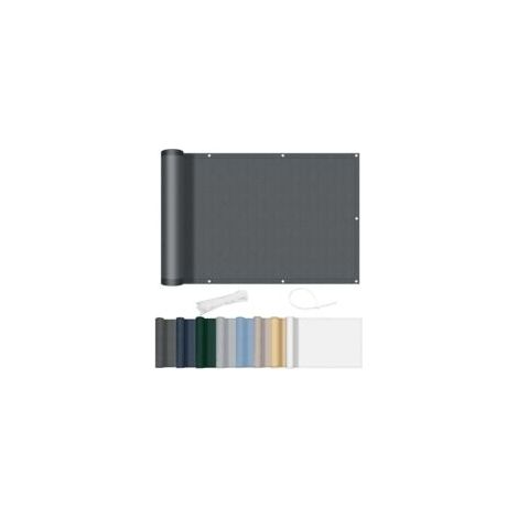 Schermo per la privacy del balcone 90 x 500 cm, impermeabile, opaco, antivento, con fori e fascette, per terrazza esterna, antracite - Crezuo (1/4)