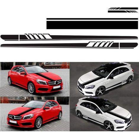 MINKUROW 5 Uds. Pegatinas De Vinilo Para Coche, Pegatinas Para Capó, Rayas De Carreras De Coches, Pegatinas De Vinilo Para Coche (Negro) (1/5)