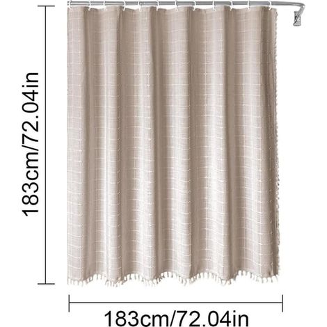 Rideau de douche imperméable, lavable, en mélange coton et lin, épais, 183 x 183 cm, marron (1/4)
