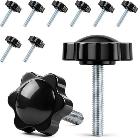 Lot de 10 vis à poignée étoile - Vis moletées M6 x 35 mm - Vis avec poignée - Vis à tête étoile - Écrou à poignée étoile - Pour machine-outils, machines de serrage (1/5)