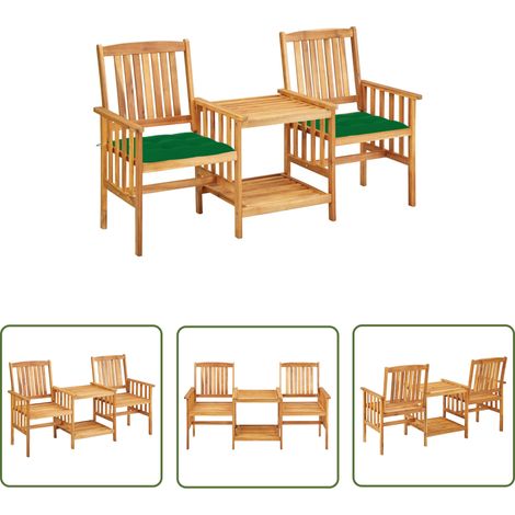 Chaises de jardin avec table à thé et coussins Fauteuil de Jardin Acacia solide 56209 (1/5)