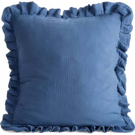 Dekorativer Kissenbezug MUSLIN 45x45 Eurofirany marineblau mit Rüschen 1 Stück. (1/5)