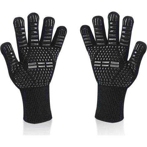 Gants de Barbecue, Universel Gants Four Anti Chaleur Jusqu'à 800°C, Antidérapants Silicone Ignifuge Gant Cuisine avec Protection (1/4)