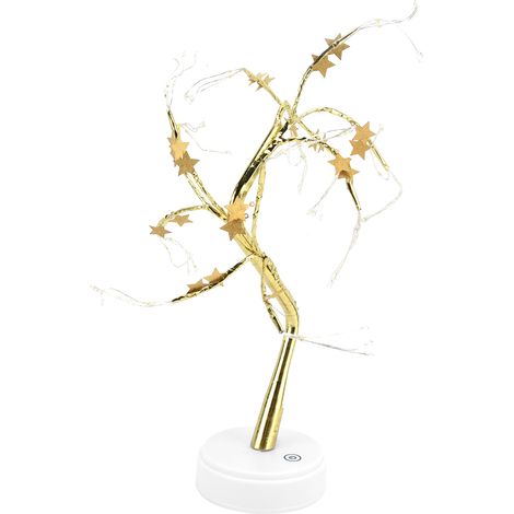 Sapin lumineux artificiel en forme d'étoile à cinq branches dorée, alimenté par USB ou piles, avec 72 LED. Décoration à monter soi-même pour les fêtes et les vacances. (1/5)