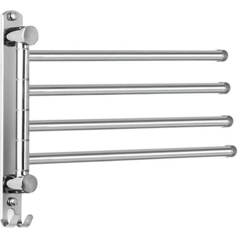 Porte-Serviettes Salle de Bain avec 4 Barres 180°Rotatives Sèche-Serviettes en Acier Inoxydable SUS304 34CM Porte Serviette Murale Sèche-Serviettes pour Salle de Bain Cuisine Lavabo- A (1/4)