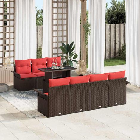 Set Divano da Giardino 8 pcs Marrone Rattan in Polipropilene vidaXL (1/5)