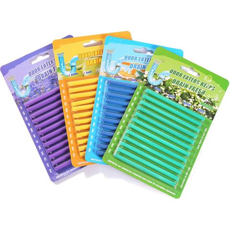 Bâtonnets nettoyants et désodorisants pour canalisations — Parfum fraîcheur — Pour toilettes, éviers et canalisations — Lot de 48 (1/4)