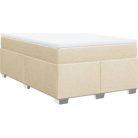 Maison Exclusive - Sommier à lattes de lit avec matelas crème 120x190 cm tissu (1/5)