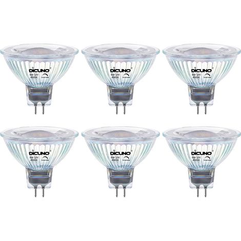 Ampoule LED GU5.3 MR16 Dimmable, 6W équivalent 60W, 12V Basse Tension, 420lm, Blanc chaud 2700K, Spot LED 40°, Ampoule GU5.3 encastrable, Éclairage intérieur, Lot de 6