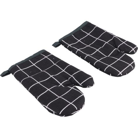 Gant de Cuisine mitaine [Tissu] [Modèle] [Gants de Cuisine pour Plateau] [Miton] [Design épais Doublure en coton résistant à la chaleur] [Outil pour Cuisson] [Assortiment Noir] [2 pièces] [Mito] [Pair (1/3)