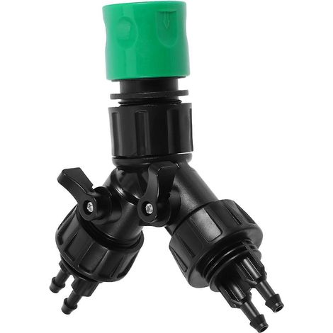 Adaptateur pour tuyau d'arrosage permettant une gestion efficace de l'eau dans le jardin et en extérieur - Raccord en Y pour tuyau d'irrigation goutte à goutte (1 pièce) en PVC noir (1/5)
