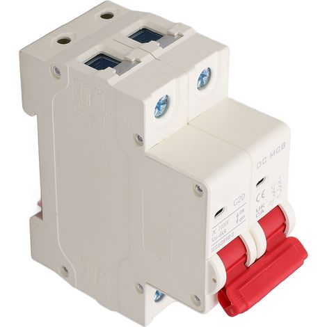 Disjoncteur miniature 20A 1000V DC 2P, pouvoir de coupure 6000A, protection solaire photovoltaïque, interrupteur de sécurité compact pour installation panneaux solaires (1/5)