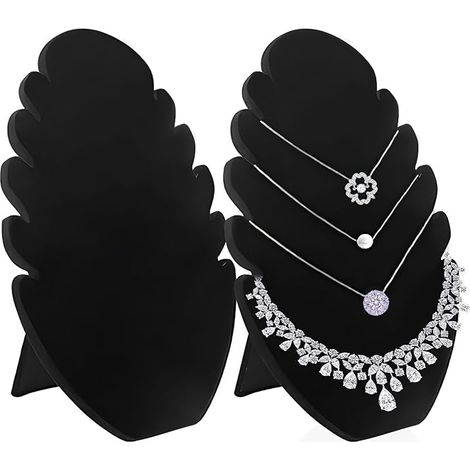 Soporte de terciopelo de dos piezas para exhibir collares los soportes de terciopelo para collares ayudan a las mujeres a organizar sus collares o joyas. (1/4)