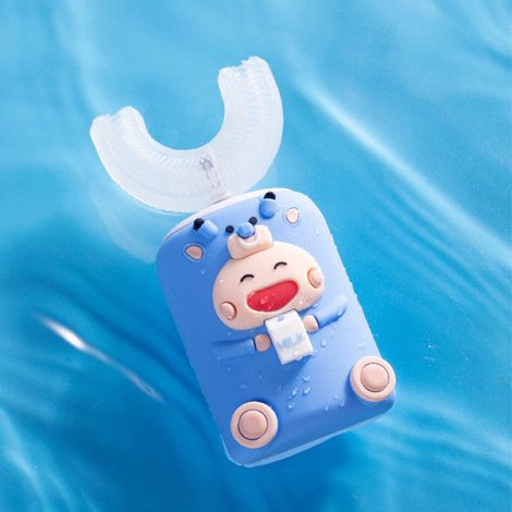 Baby Smart Kinder-Vibrationszahnbürste in U-Form, Cartoon-Design, vollautomatisch, blau (1/5)