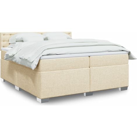 Cama box spring con colchón tela color crema 200x200 cm vidaXL (1/5)